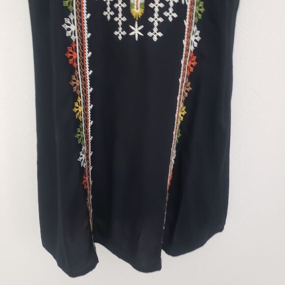 Gibson Latimer Shift Dress Medium Black Embroidered Boho Western Summer Casual - Picture 2 of 9